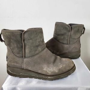 UGG Kristin Suede Shearling Lined 1012497 Wedge Boots Women’s Size 9 Gray